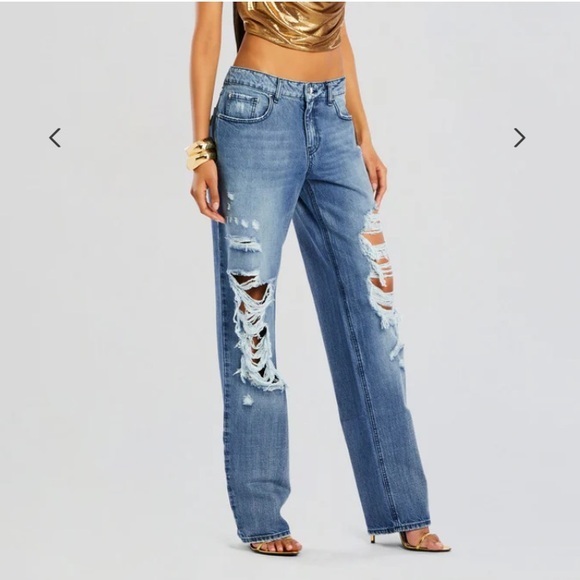 Retrofete Denim - Retrofête Low Rise Chris Jean Distressed In Sea Size 28
